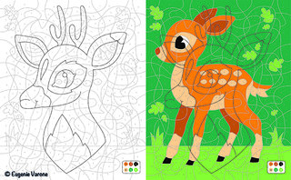 Coloriage Mystère Vice et Versa Biche