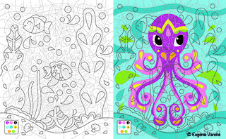 Coloriage Mystère Vice et Versa Pieuvre