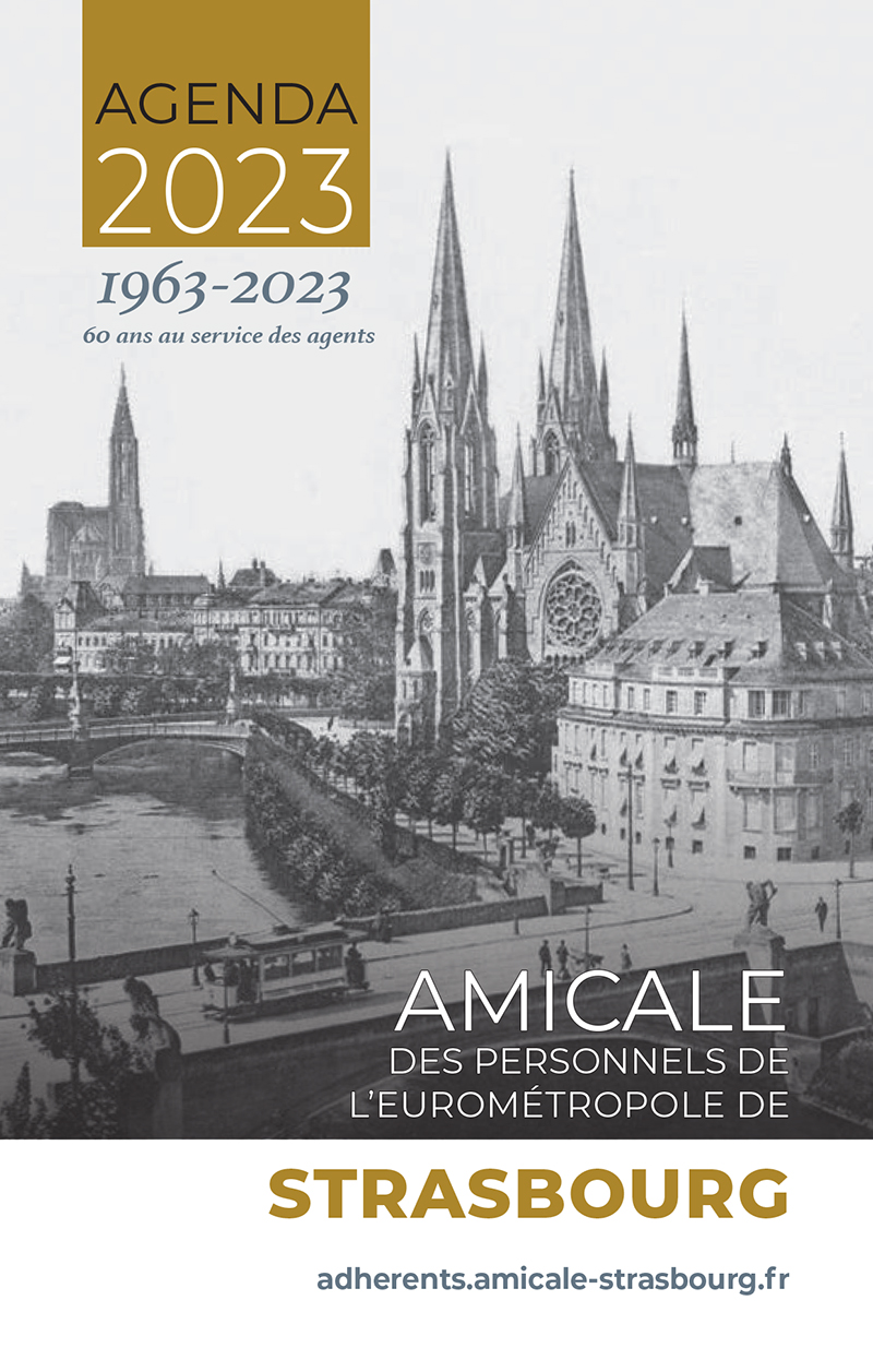Couverture de l'agenda de l'amicale des personnels de Strasbourg 2023