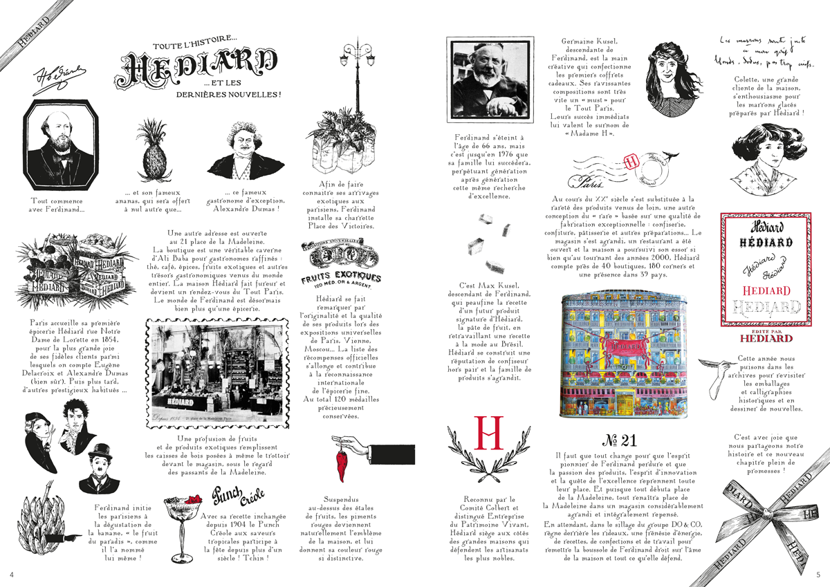 Réalisation de la brochure Hédiard 19-20 en collaboration avec l'illustratrice Gail Gosschalk