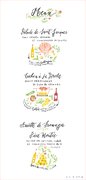 Menu illustré / Commande client / Aquarelle et typographie faite maison