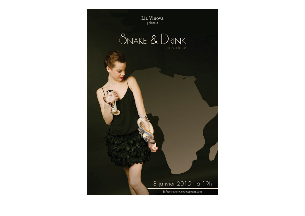 SNAKE & DRINK en Afrique by Lia Vinova<br/><span>Rendez-vous privé avec les serpents - PHOTO Mademoizelle K - MODÈLE Sabrina Sauzeau - RETOUCHES Eddy Lamazzi</span>