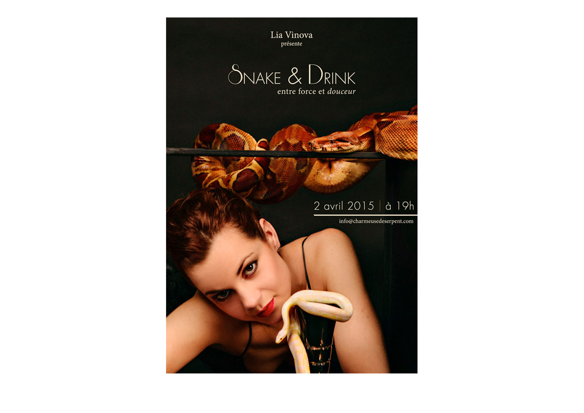 SNAKE & DRINK entre force et douceur by Lia Vinova<br/><span>Rendez-vous privé avec les serpents - PHOTO Mademoizelle K - MODÈLE Sabrina Sauzeau</span>