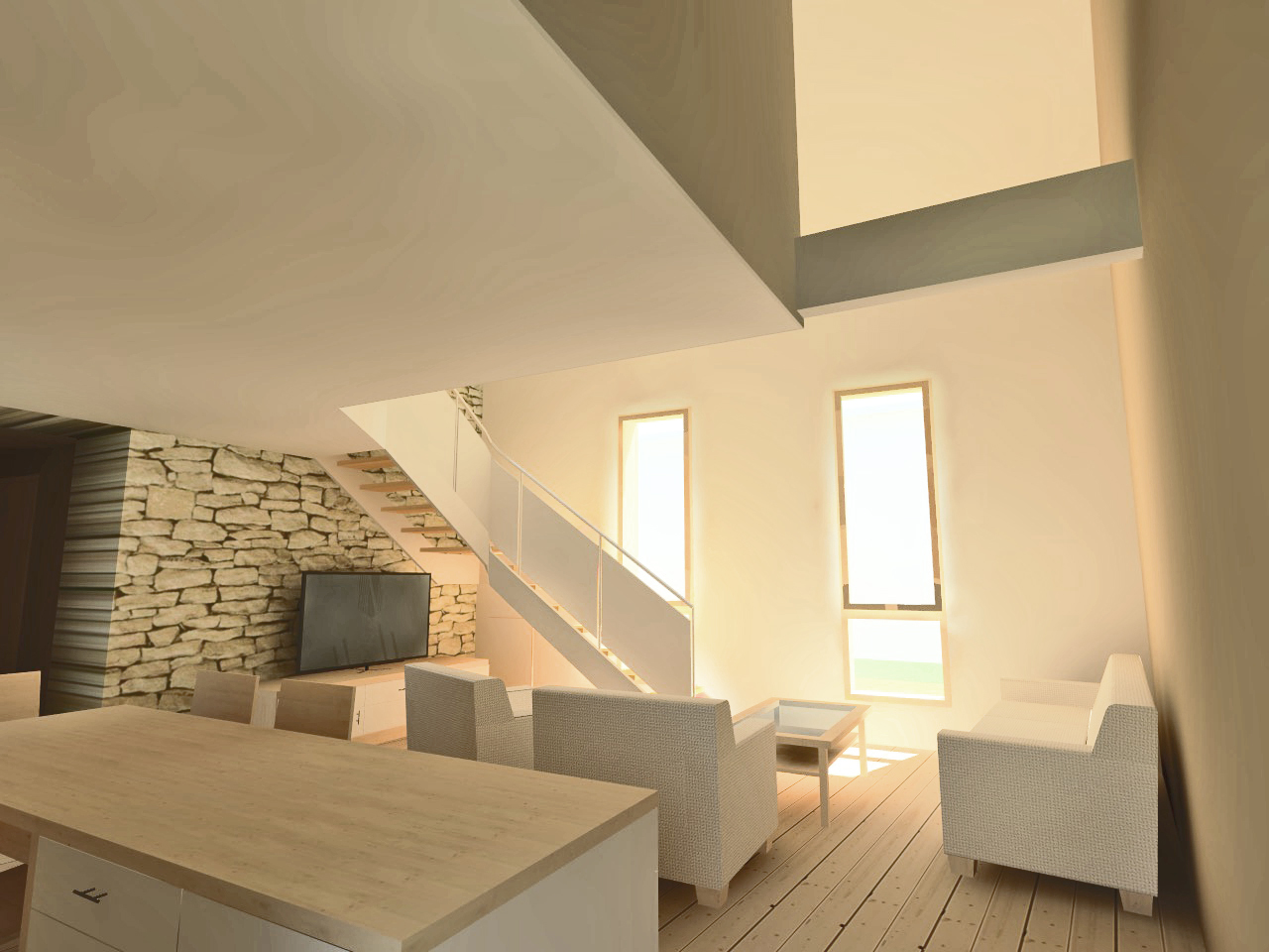 Restructuration d'une maison de village à La Veuve