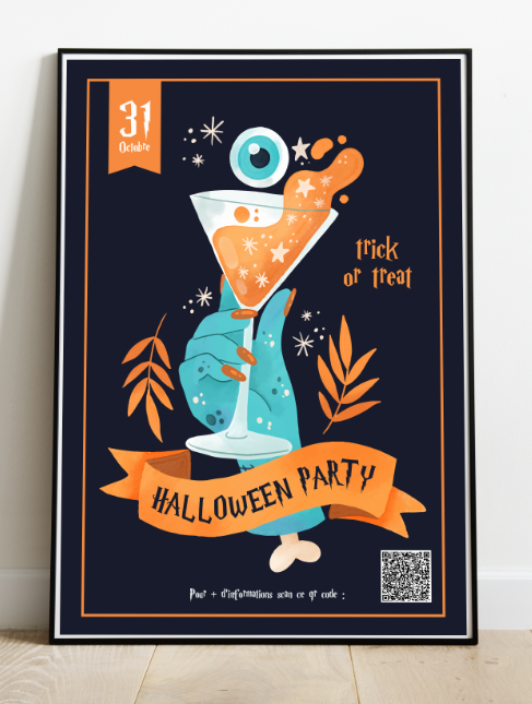 Affiche pour une soirée cocktail spécial Halloween - 2022