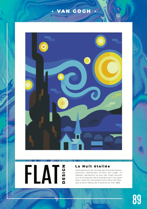 Van Gogh - La nuit étoilée - 1889 - Affiche & flat design.png