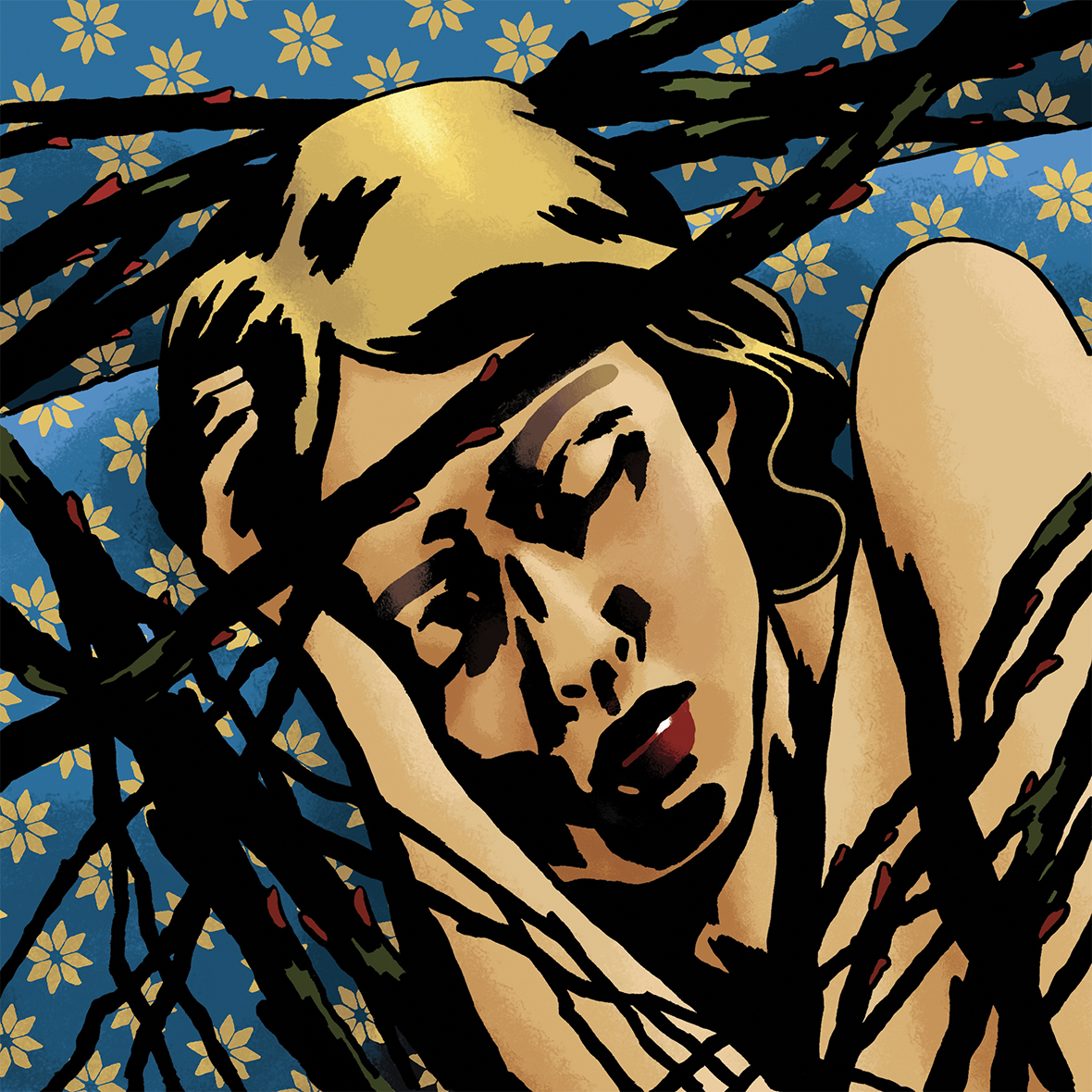 La Belle au bois dormant, illustration du conte de Charles Perrault pour une collection de livres audio lus par Matthieu Farcy, Belle Philis, 2015