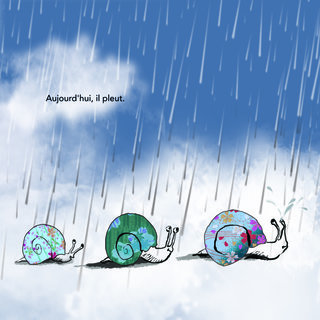 Illustration pour l'album "Sous le parapluie", texte de Stella Laurent, Verte plume éditions