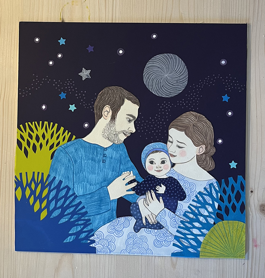 Lullaby in blue - 27x27cm - 320€ HT