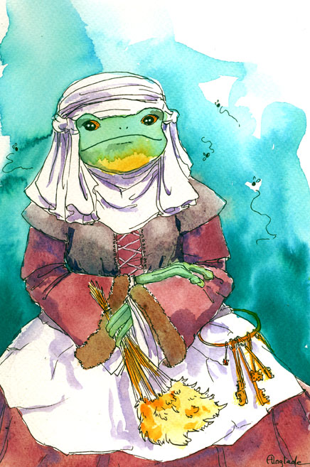 Dame Grenouille - aquarelle et encre