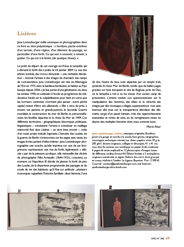 Article Arts & Métiers du Livre N°348, Marie Akar