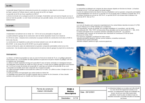 Habitation R+1 - Notice descriptive