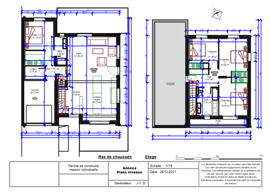 Habitation R+1 - Plan niveaux