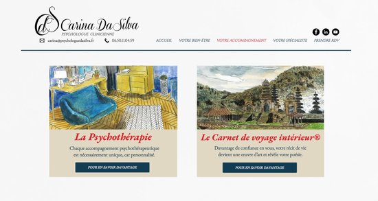 Illustration et mise en page de site pour Carina DA SILVA