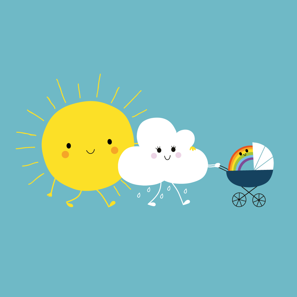 The weather family, illustration pour carte