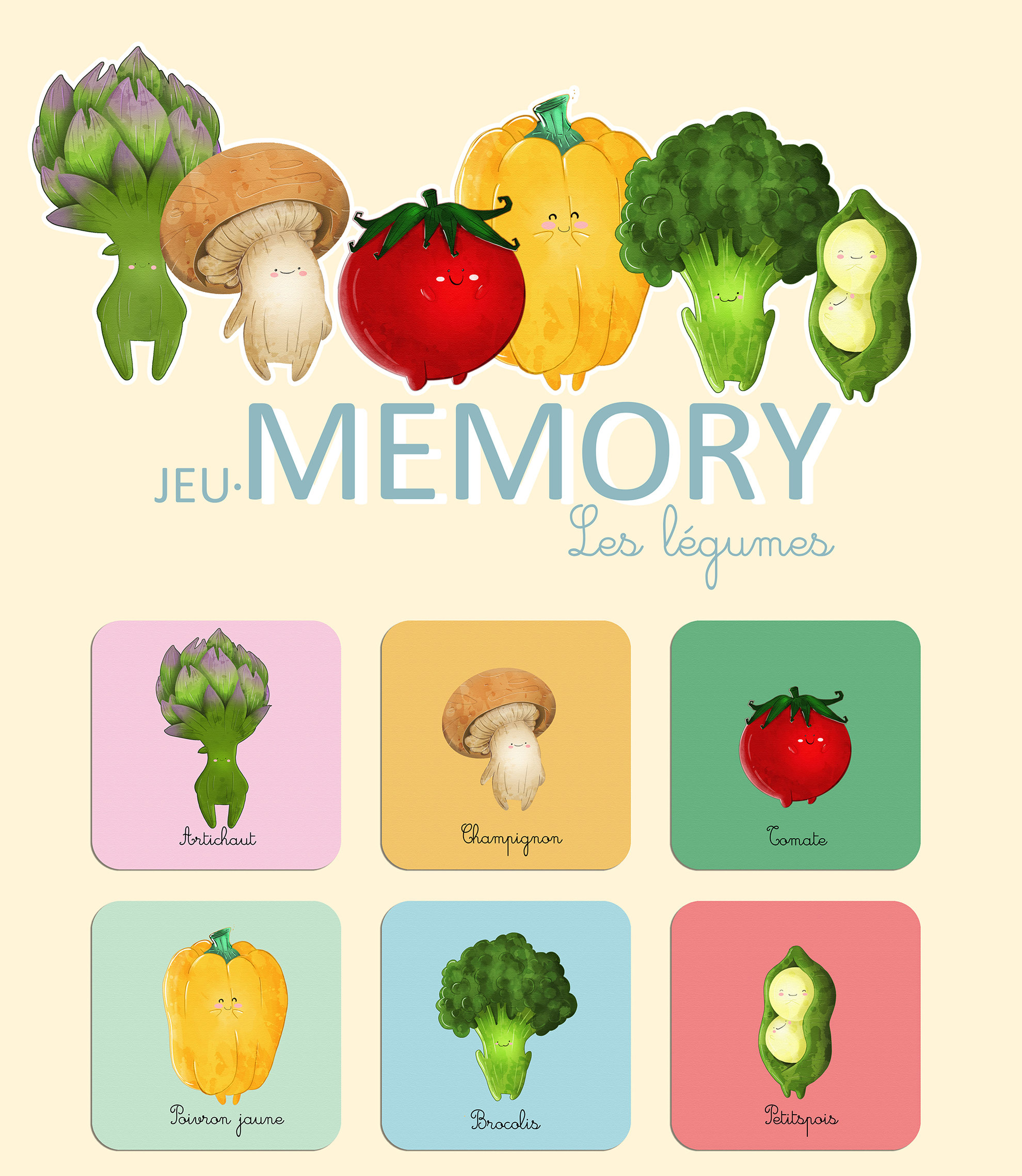 Jeu de memory fruits et légumes