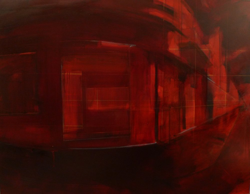 Esquina Roja - 114 x 146 cm - Huile sur toile