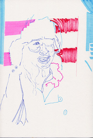sans titre 28, 2009, feutre, stylo sur papier, 20,9x14,7 cm