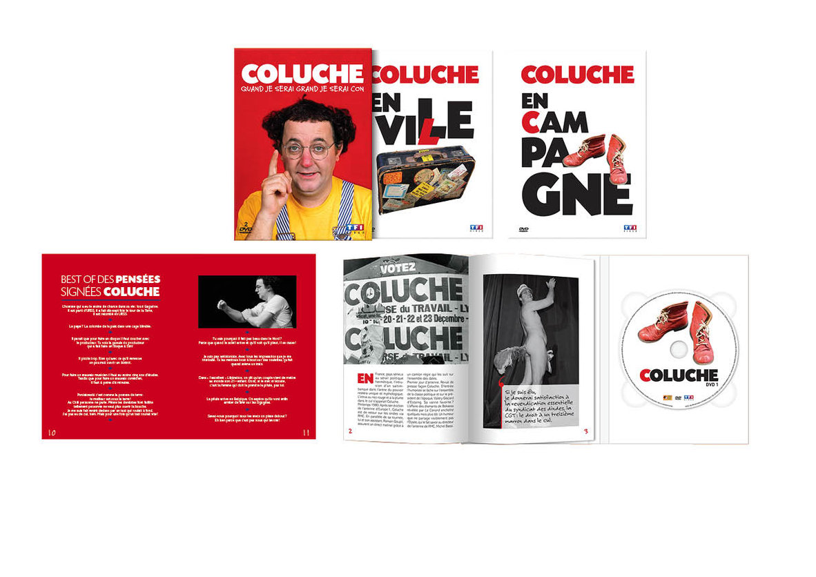 Livrets et DVD Coluche