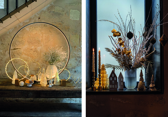 Décoration d'un chai réhabilité en loft aux couleurs de Noël.