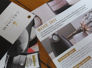 Carton présentation coffret cadeau champagne Roederer pour clients GRESHAM Banque Privée (Agence Arobace)