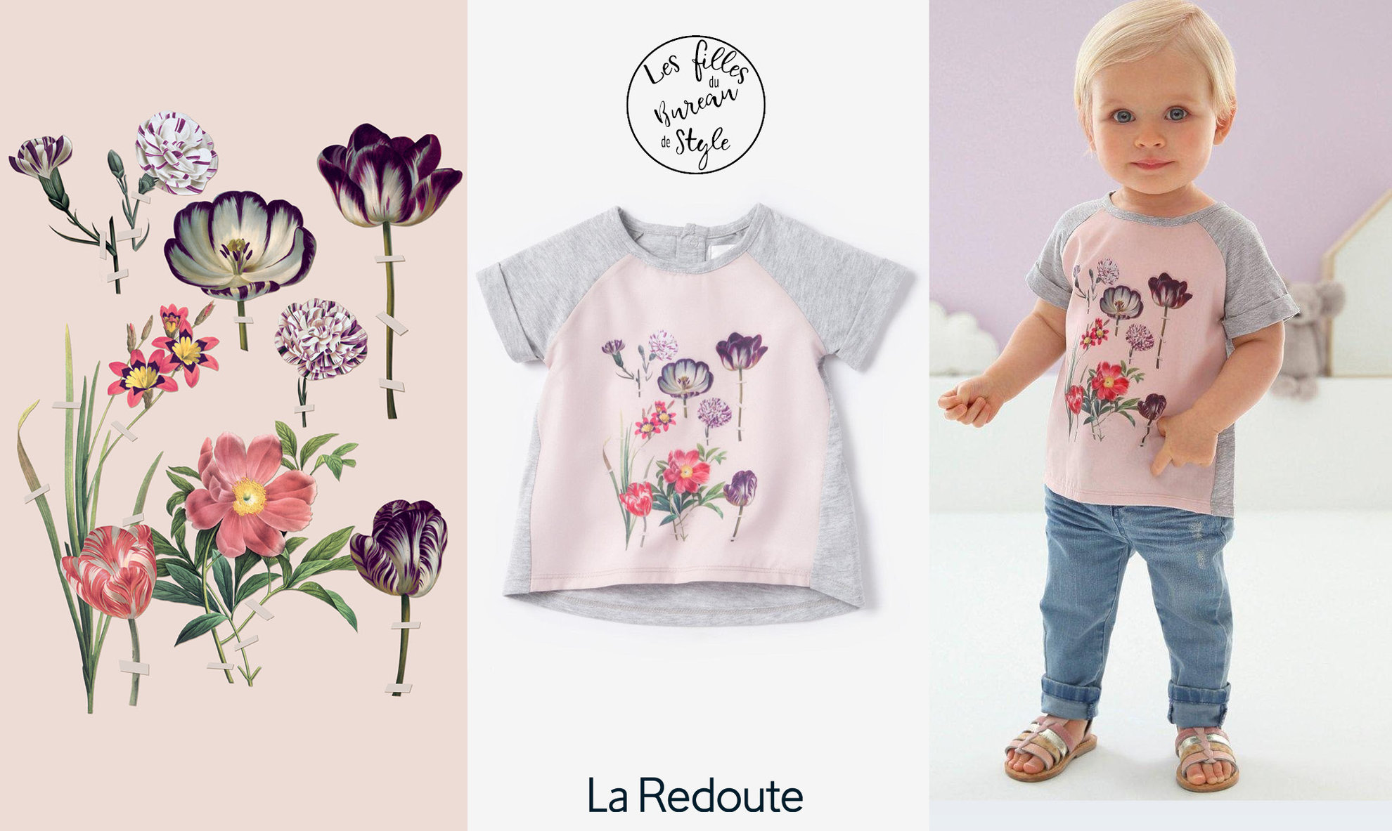 Design textile. Motif placé Herbier pour La Redoute baby.