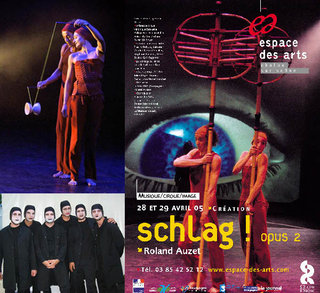 SCHLAG !, mise en scène de Philippe Boë, musique et scénographie Roland Auzet, création costumes Adélaïde Gosselin, Festival Agora