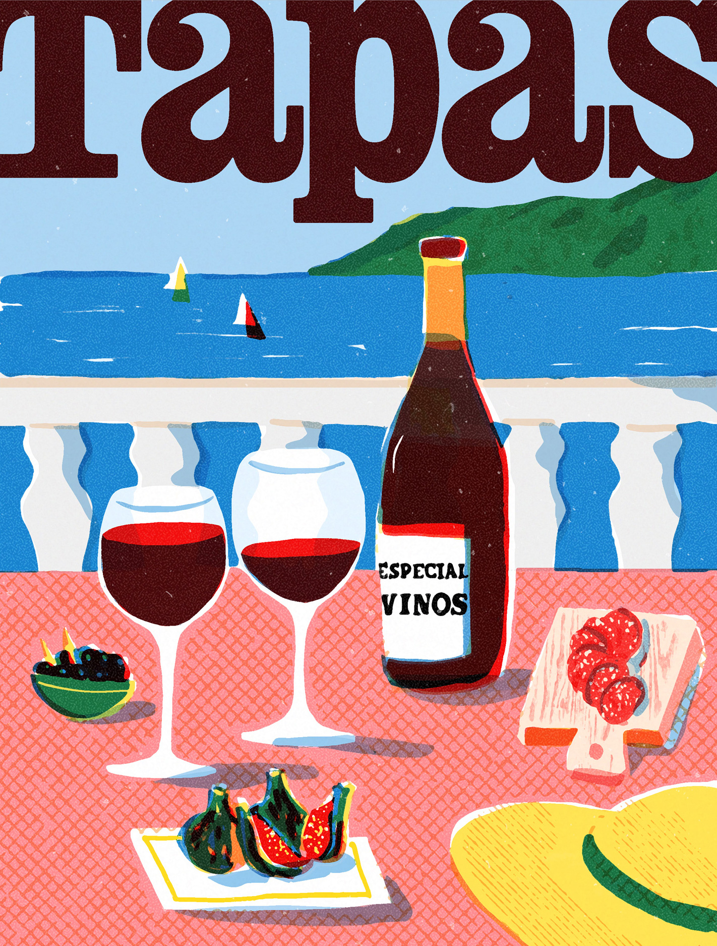 Cover illustration for tapas magazine (Spain) special about wines