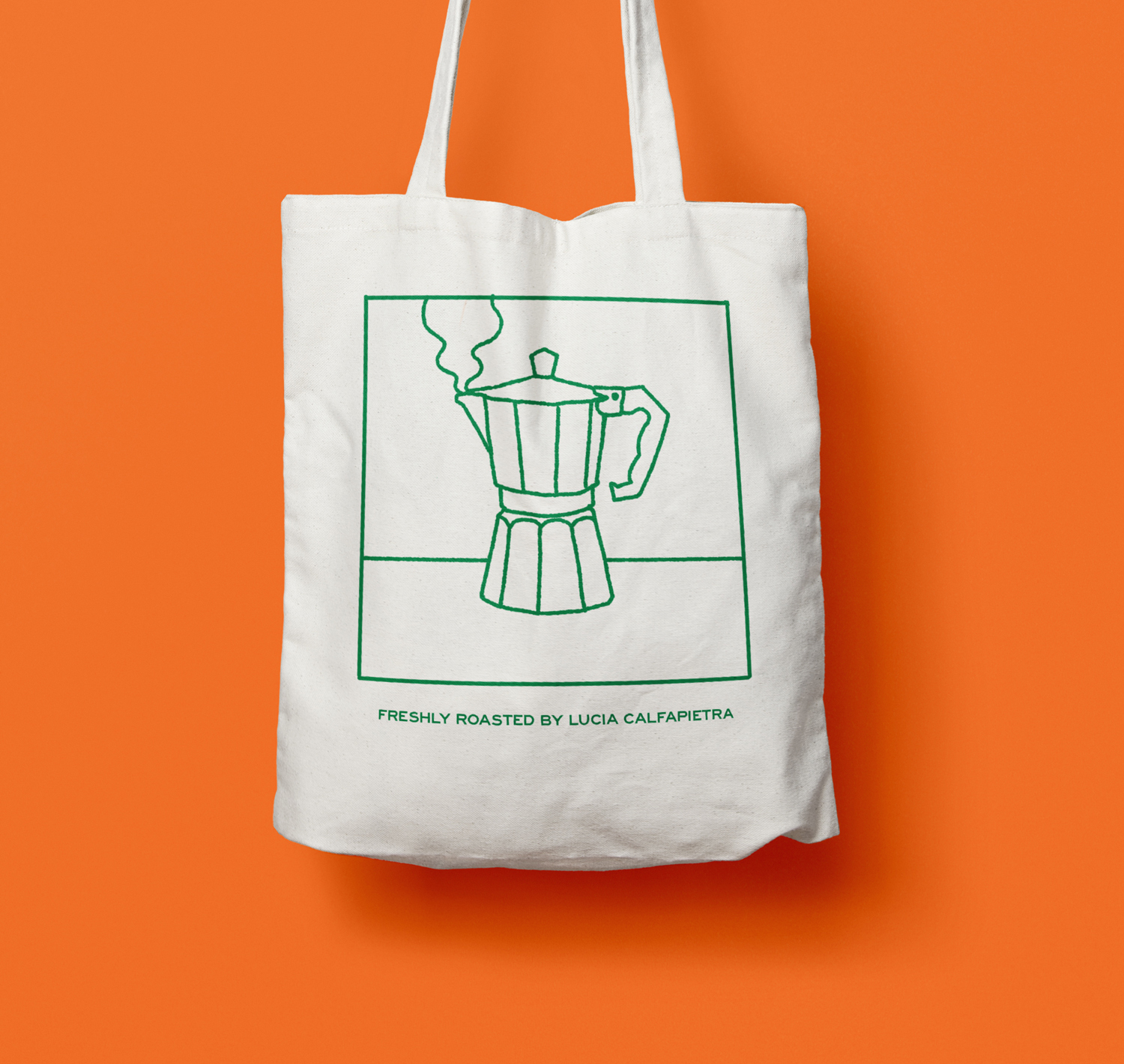 Hand printed Tote bag with moka design