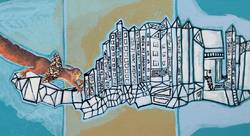 Mettre les écureuils à pied, acrylique et collage sur toile - Lucie Guillot-plasticien
