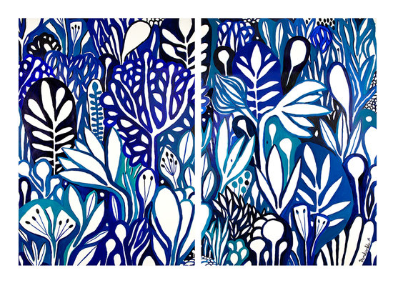 Le jardin des songes I Diptyque sur toile I Oeuvre de commande