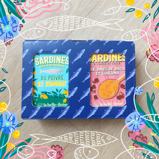 MOTIF SARDINES - CONSERVERIE LA BELLE-ILOISE PACKAGING 90 ANS -