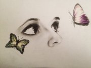 Face and butterflies.