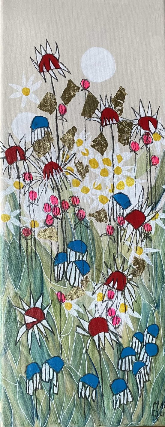 MAFATE 20x50 cm Fusain,  posca et acrylique sur toile 2024 -VENDU