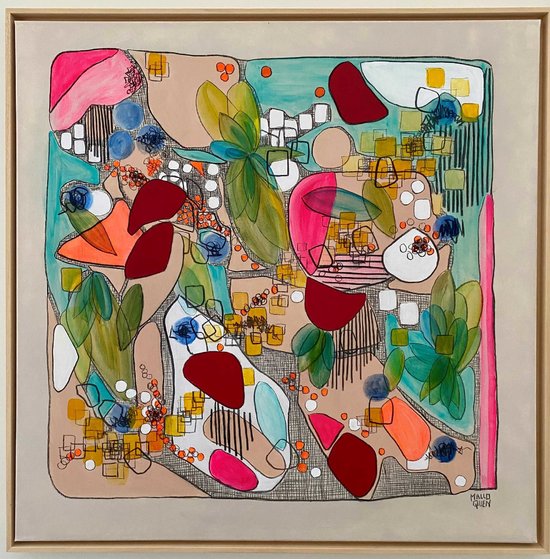 CAVALCADE 100 x100 cm Acrylique et fusain sur toile 2025 - 895€