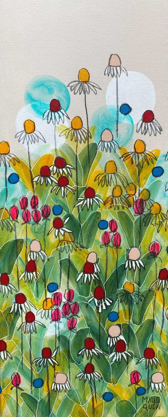 CILAOS 20x50 cm Fusain,  posca et acrylique sur toile 2024 -VENDU
