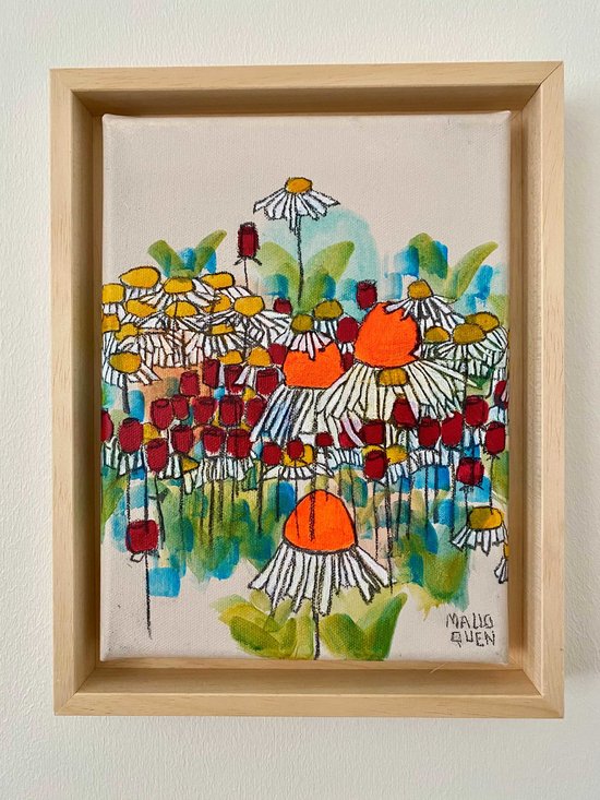 PUNCH 18x24 cm Fusain,  posca et acrylique sur toile 2024 -95 €