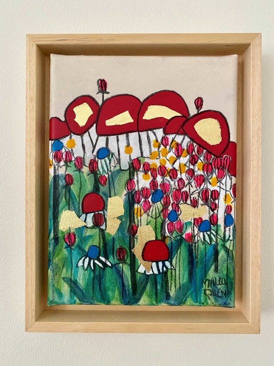 FOISON 18x24 cm Fusain, feuille d'or, posca et acrylique sur toile 2024 -95 €