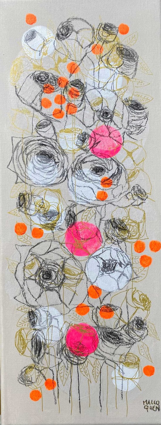 IOS  20x50 cm Fusain, papier collé  et acrylique sur toile 2024 -145 €
