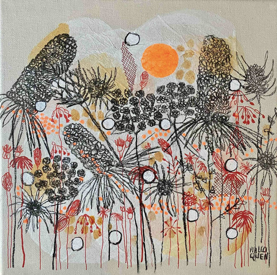 NATURE 30x30 cm Fusain,  posca et acrylique sur toile 2024 -145 €