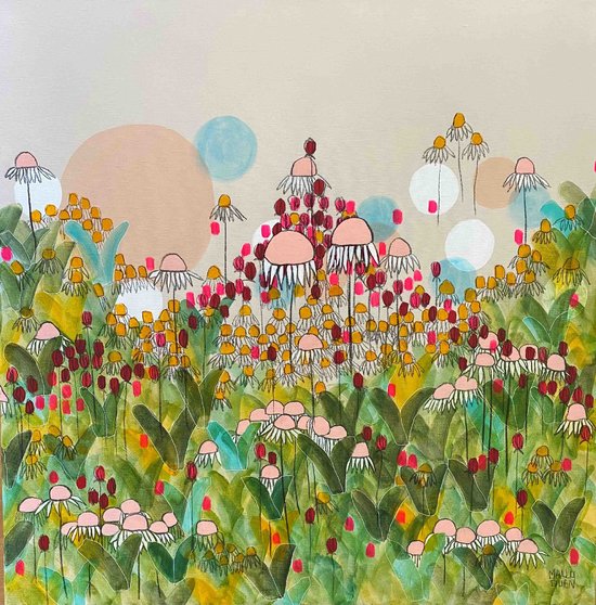 TAHITI 80x80 cm Acrylique  fusain et posca sur toile  2024 - 765 €