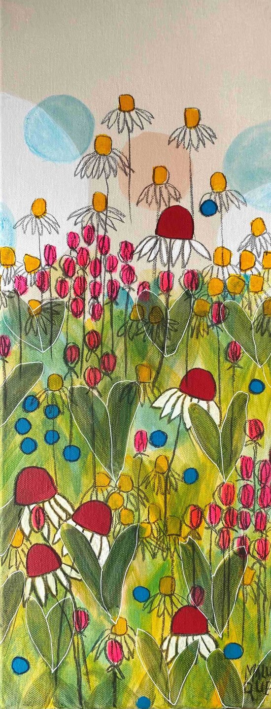 VERA CRUZ 20x50 cm Fusain,  posca et acrylique sur toile 2024 -VENDU