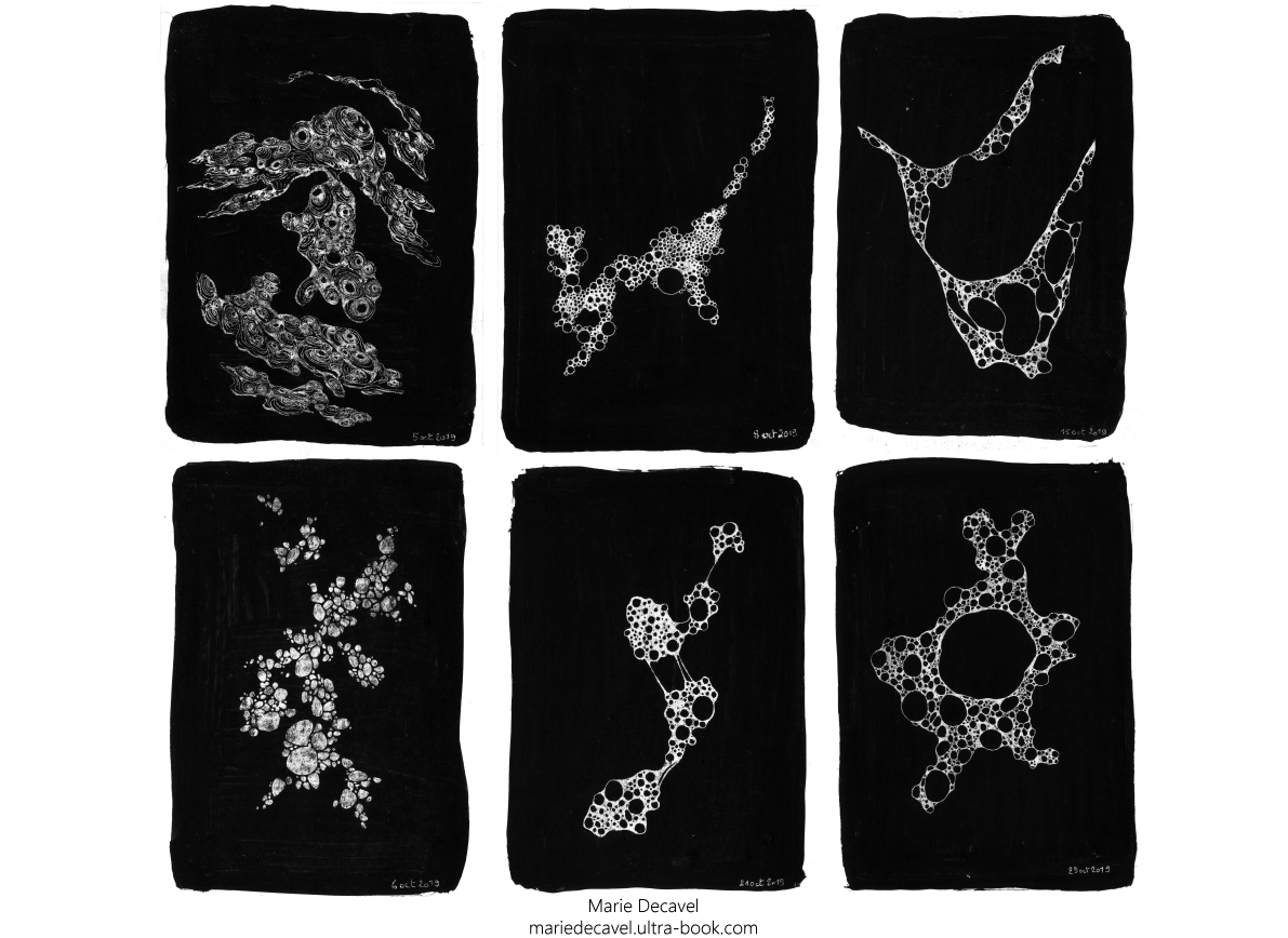 recherches_marie decavel<br/><span>10 x 15 cm
encre grattée
2019</span>
