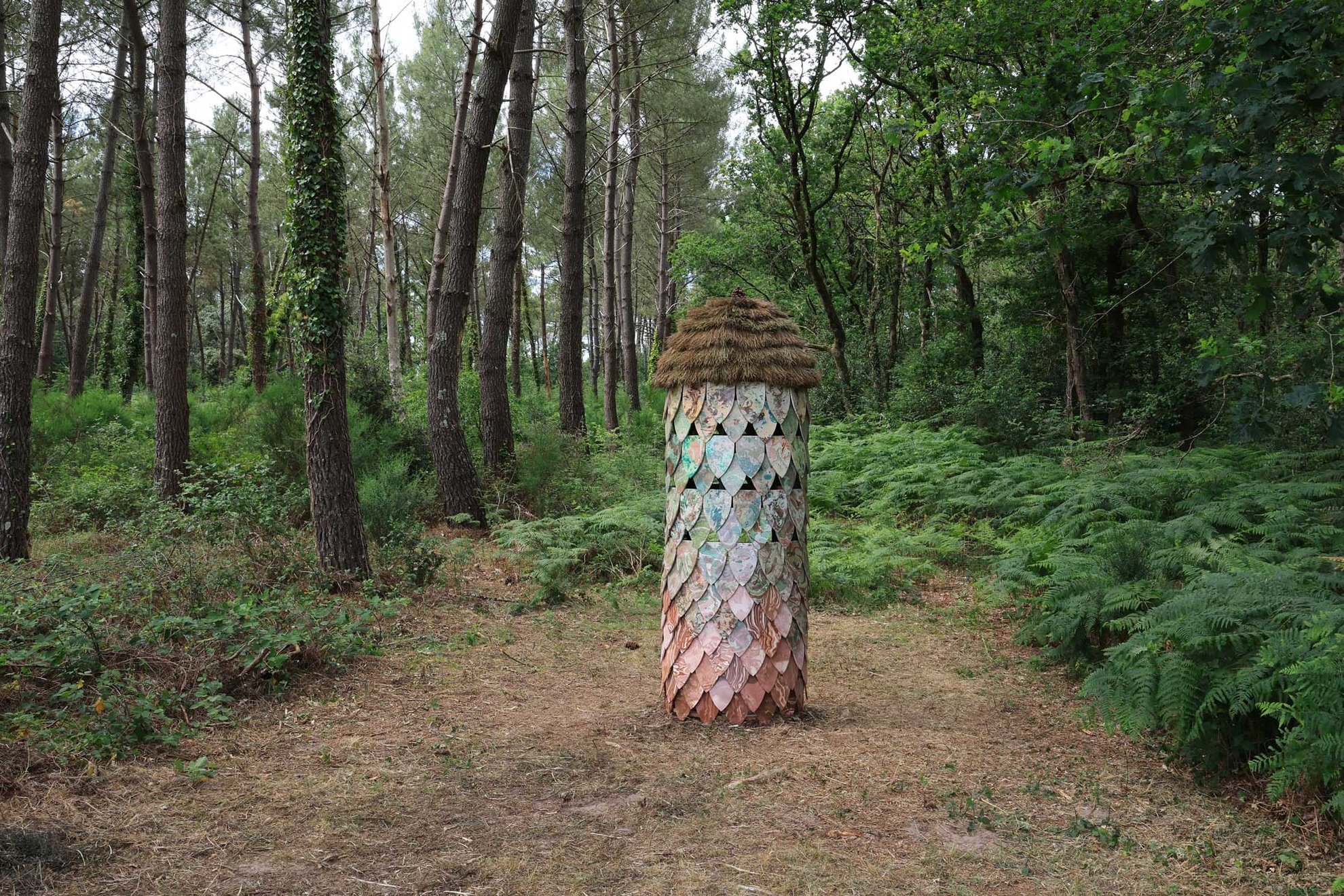 Dans ta peau -2026 -Installation pour l'Espace Naturel Sensible de  Boudré Céramique imprimée, chaume en épine de pin maritime