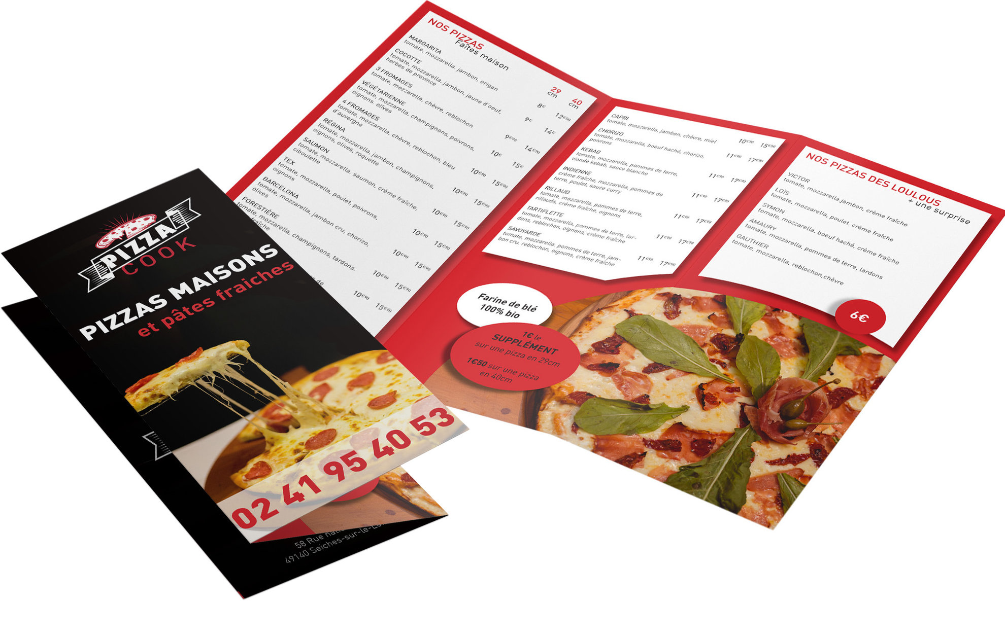 Carte et logo pour pizzeria