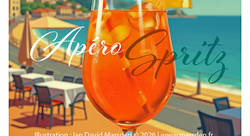 Apéro Spritz — affiche Riviera en style travel poster Affiche illustrée dans un style inspiré des posters de voyage, de la Riviera, des affiches publicitaires vintage et de la communication lifestyle. Ce visuel combine illustration décorative,  - Ian David Marsden-illustrateur