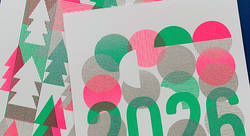 Carte de vœux 2026, sérigraphie en 3 couleurs. - Maryse GUITTET-graphiste