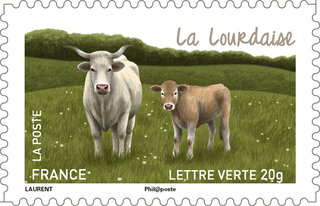 Timbre sur les vaches françaises, la Lourdaise