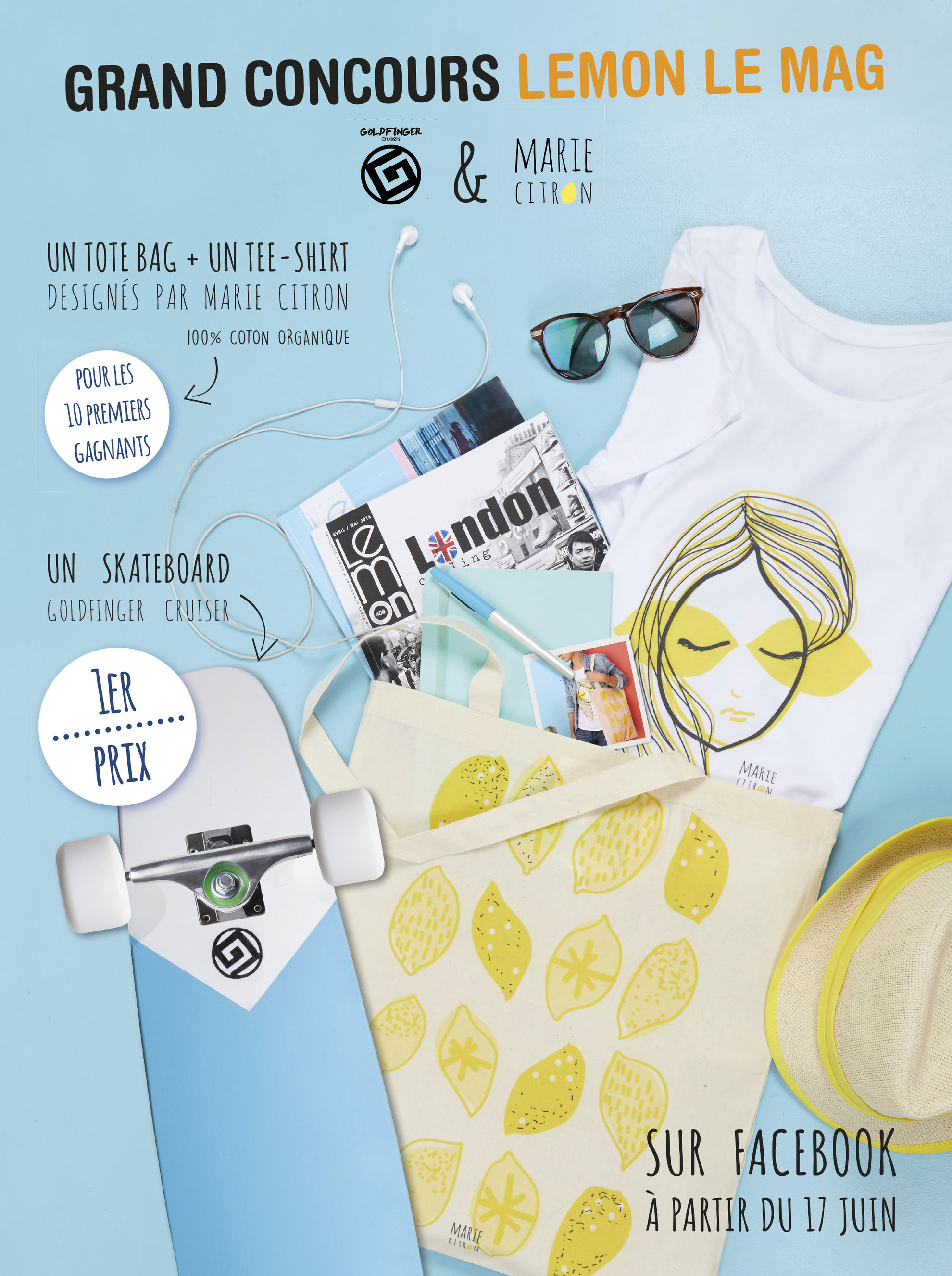 Lemon Le Mag - Illustration sur tee-shirt et tote bag - Création de la marque Marie Citron pour un concours