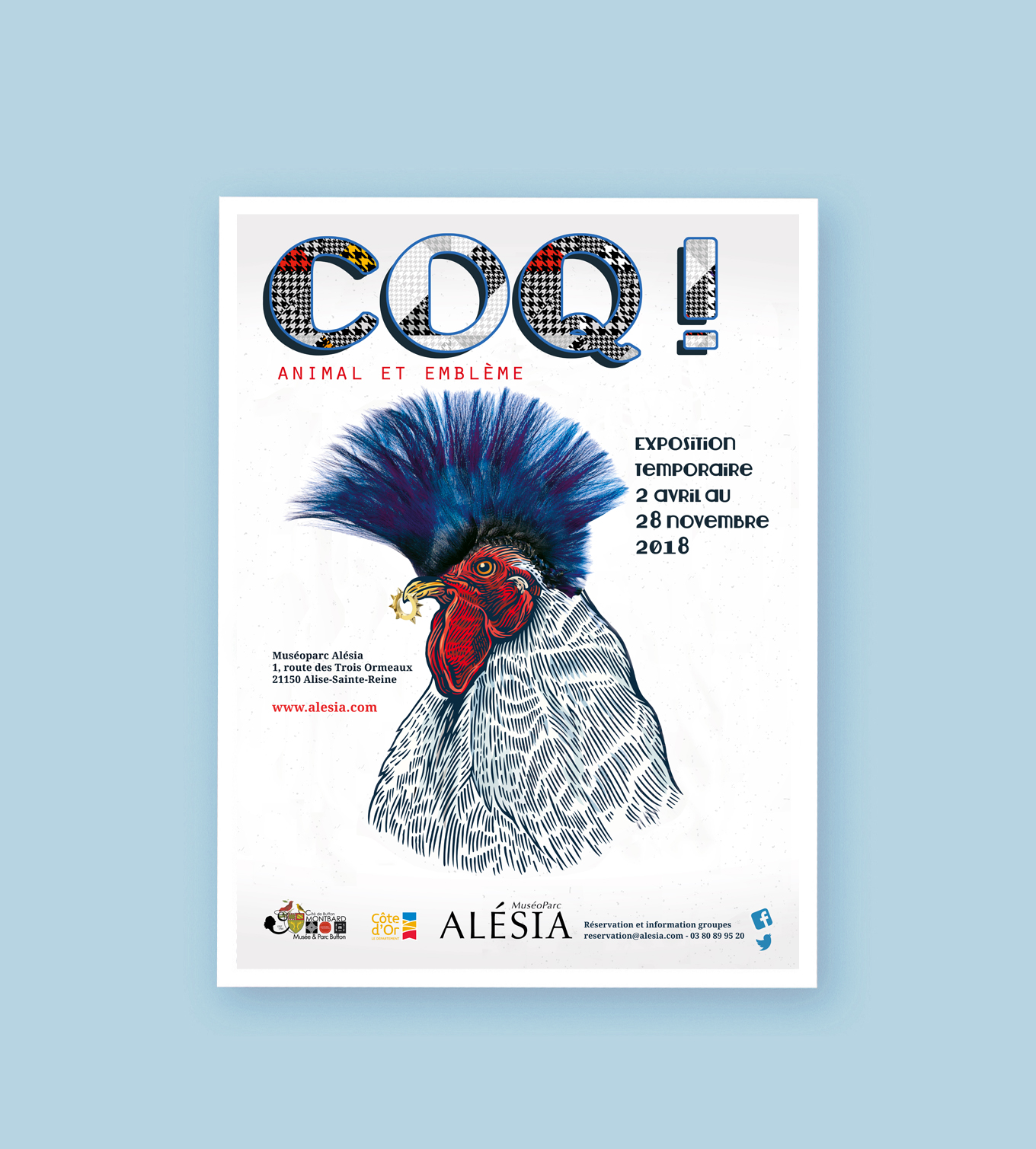 réalisé au sein de l'agence KAOLIN : Alésia- expo COQ ! Animal et emblème / projet d'affiche2